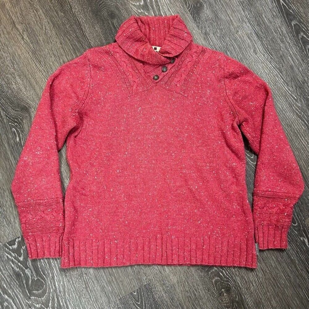 Woolrich Sweater Soft Ruby Heather Button Cowl Ne… - image 1